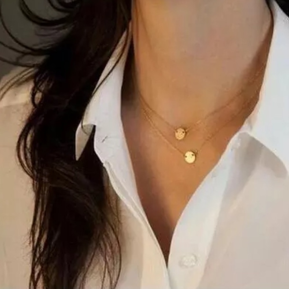 NEW LAYERED GOLD CIRCLE NECKLACE